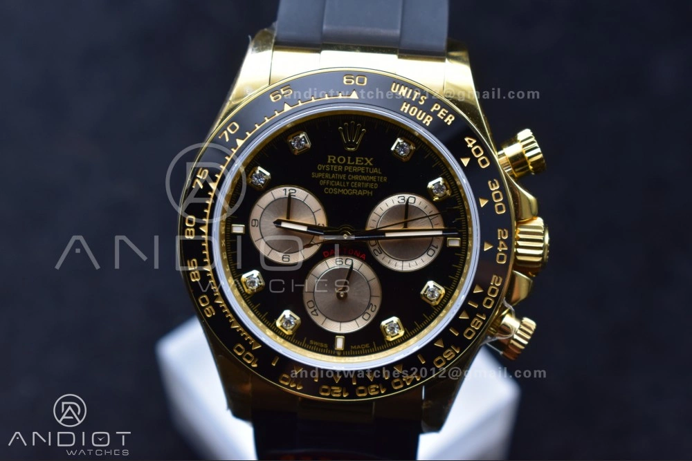 Premium Daytona 126518 QF 1:1 Best Edition Black YG Diamonds Dial on Oysterflex Strap SH4131 V6 (Weighted) 806