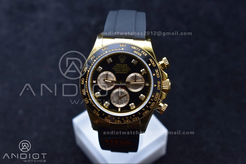 Premium Daytona 126518 QF 1:1 Best Edition Black YG Diamonds Dial on Oysterflex Strap SH4131 V6 (Weighted) 806