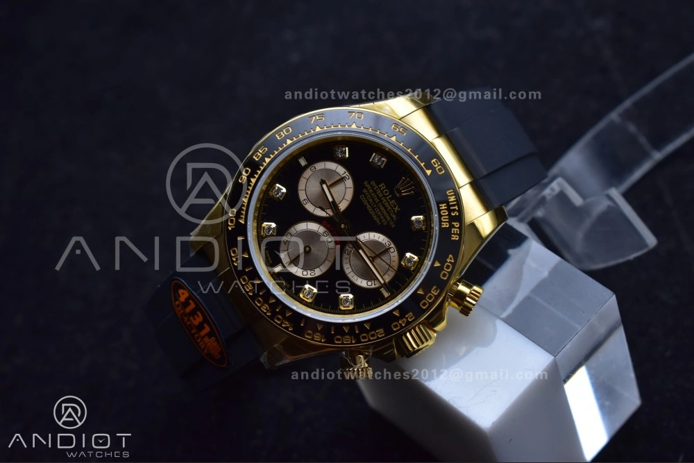 Premium Daytona 126518 QF 1:1 Best Edition Black YG Diamonds Dial on Oysterflex Strap SH4131 V6 (Weighted) 806