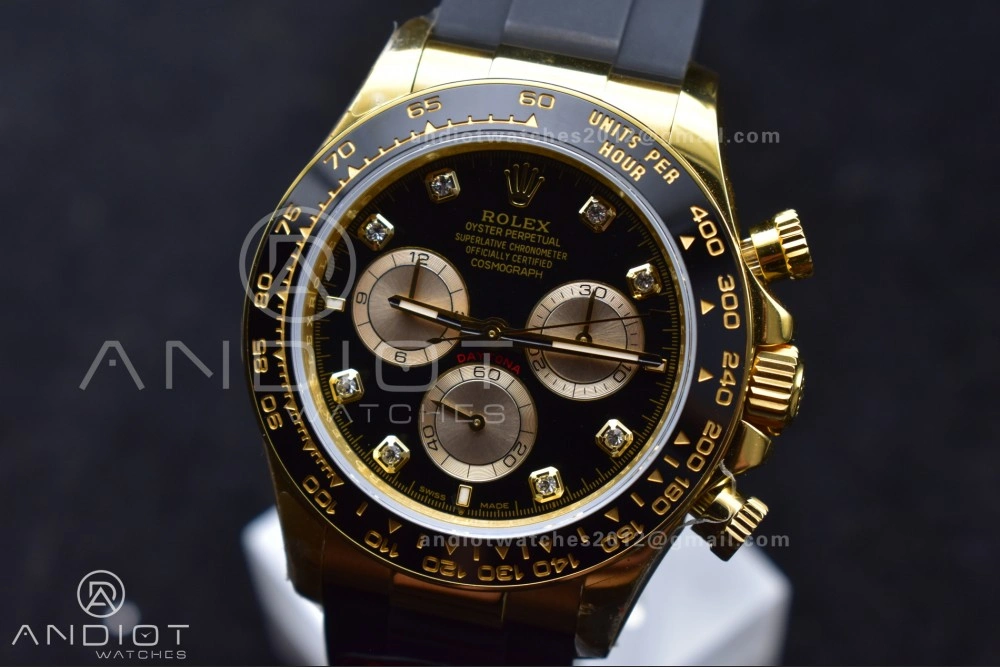 Premium Daytona 126518 QF 1:1 Best Edition Black YG Diamonds Dial on Oysterflex Strap SH4131 V6 (Weighted) 806