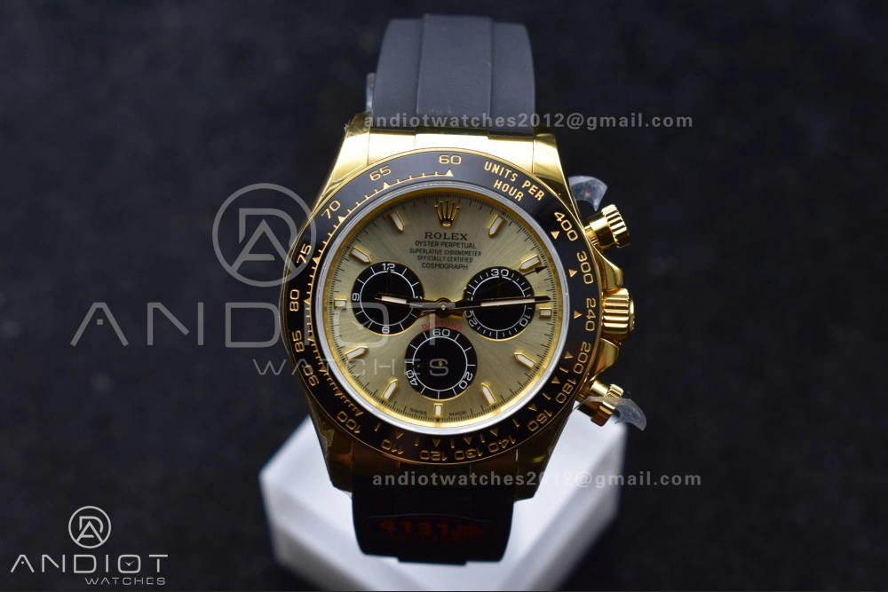 Daytona 126518 QF 1:1 Best Edition YG Black Dial on Oysterflex Strap SH4131 V6 (Weighted) TravelReady 808