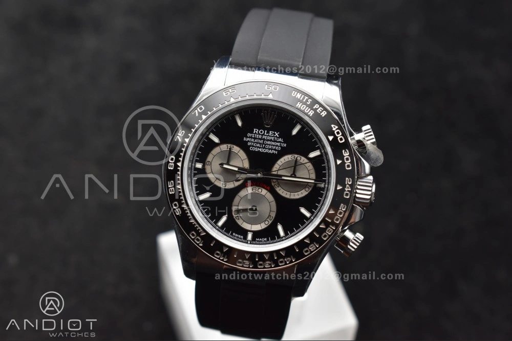 Daytona 126519 QF 1:1 Best Edition Black Silver Dial on Oysterflex Strap SH4131 V6 (Weighted) Soft 821