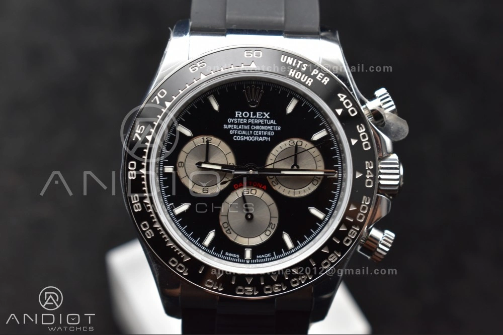 Daytona 126519 QF 1:1 Best Edition Black Silver Dial on Oysterflex Strap SH4131 V6 (Weighted) Soft 821