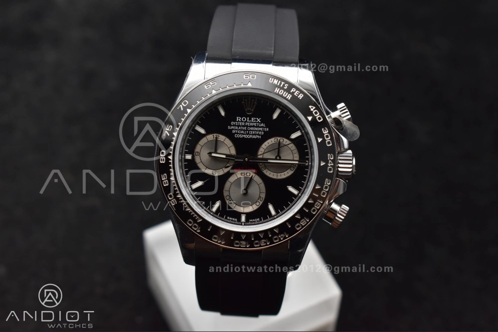 Daytona 126519 QF 1:1 Best Edition Black Silver Dial on Oysterflex Strap SH4131 V6 (Weighted) Soft 821