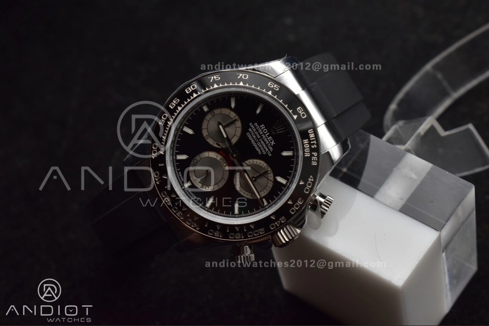 Daytona 126519 QF 1:1 Best Edition Black Silver Dial on Oysterflex Strap SH4131 V6 (Weighted) Soft 821