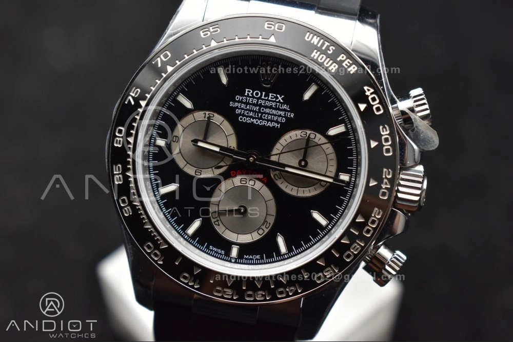 Daytona 126519 QF 1:1 Best Edition Black Silver Dial on Oysterflex Strap SH4131 V6 (Weighted) Soft 821
