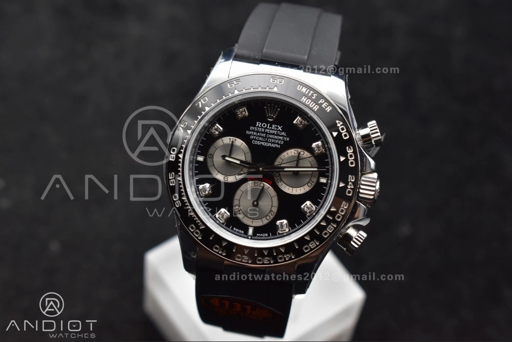 QuickDry Daytona 126519 QF 1:1 Best Edition Black Silver Diamonds Dial on Oysterflex Strap SH4131 V6 (Weighted) 810