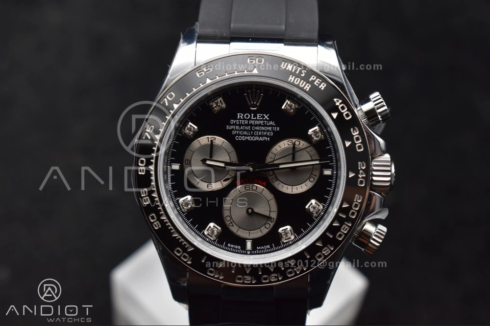 QuickDry Daytona 126519 QF 1:1 Best Edition Black Silver Diamonds Dial on Oysterflex Strap SH4131 V6 (Weighted) 810