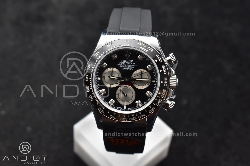 QuickDry Daytona 126519 QF 1:1 Best Edition Black Silver Diamonds Dial on Oysterflex Strap SH4131 V6 (Weighted) 810