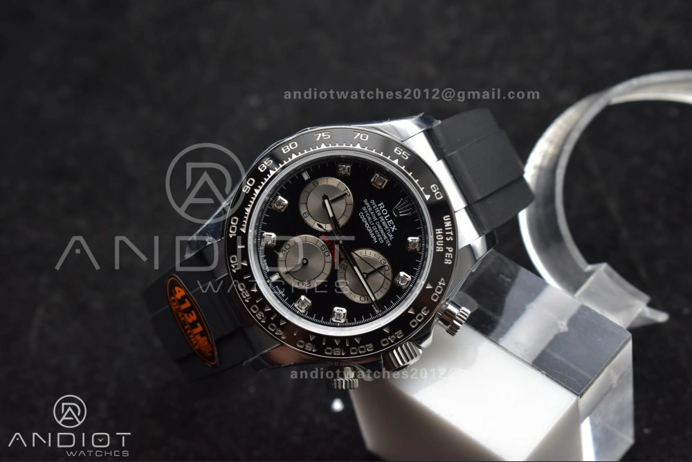 QuickDry Daytona 126519 QF 1:1 Best Edition Black Silver Diamonds Dial on Oysterflex Strap SH4131 V6 (Weighted) 810