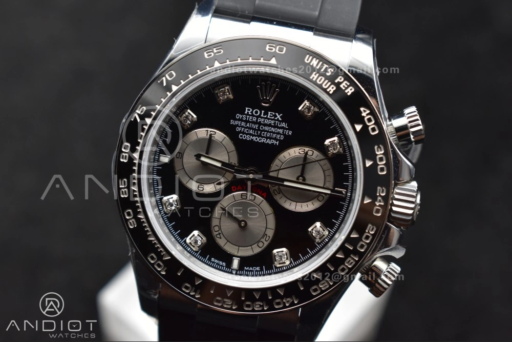 QuickDry Daytona 126519 QF 1:1 Best Edition Black Silver Diamonds Dial on Oysterflex Strap SH4131 V6 (Weighted) 810