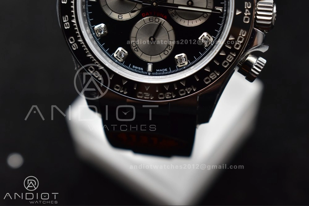 QuickDry Daytona 126519 QF 1:1 Best Edition Black Silver Diamonds Dial on Oysterflex Strap SH4131 V6 (Weighted) 810