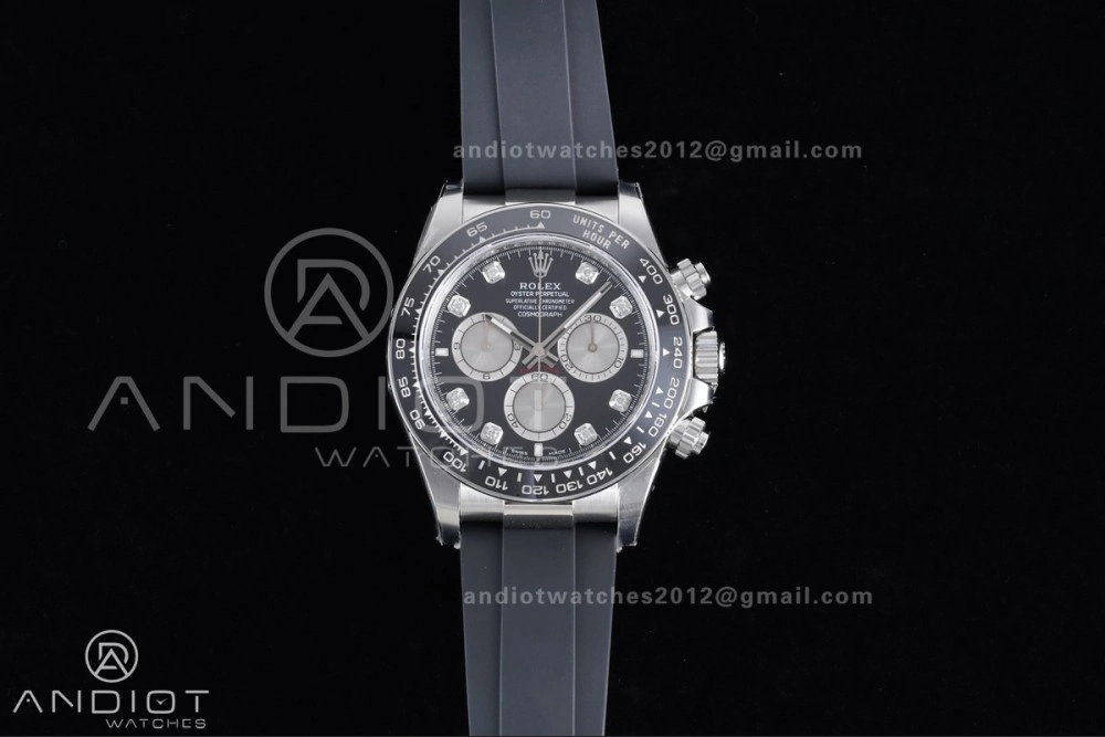 UrbanChic Daytona 126519 VSF 1:1 Best Edition Black Silver Diamonds Dial on Oysterflex Strap VS4131 V2 (Weighted) 816