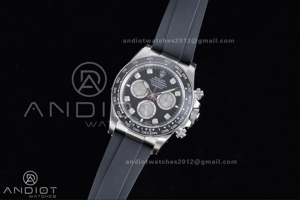 UrbanChic Daytona 126519 VSF 1:1 Best Edition Black Silver Diamonds Dial on Oysterflex Strap VS4131 V2 (Weighted) 816
