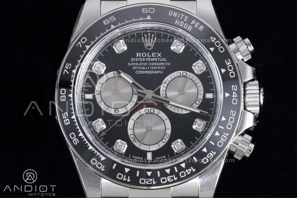 UrbanChic Daytona 126519 VSF 1:1 Best Edition Black Silver Diamonds Dial on Oysterflex Strap VS4131 V2 (Weighted) 816