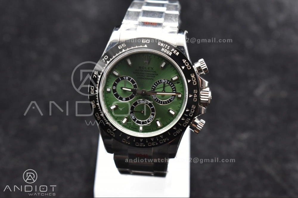 Breathable Daytona IPK 1:1 Best Edition 904L SS Case and Bracelet Green Dial Black Ceramic Bezel SA 817