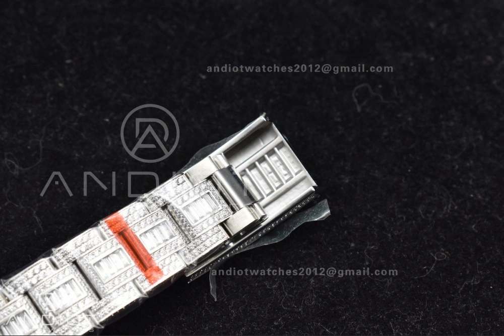 GMT 40mm Full Diamonds SS AMGF Best Edition Diamond Dial On Bracelet On VR Stretchable 849