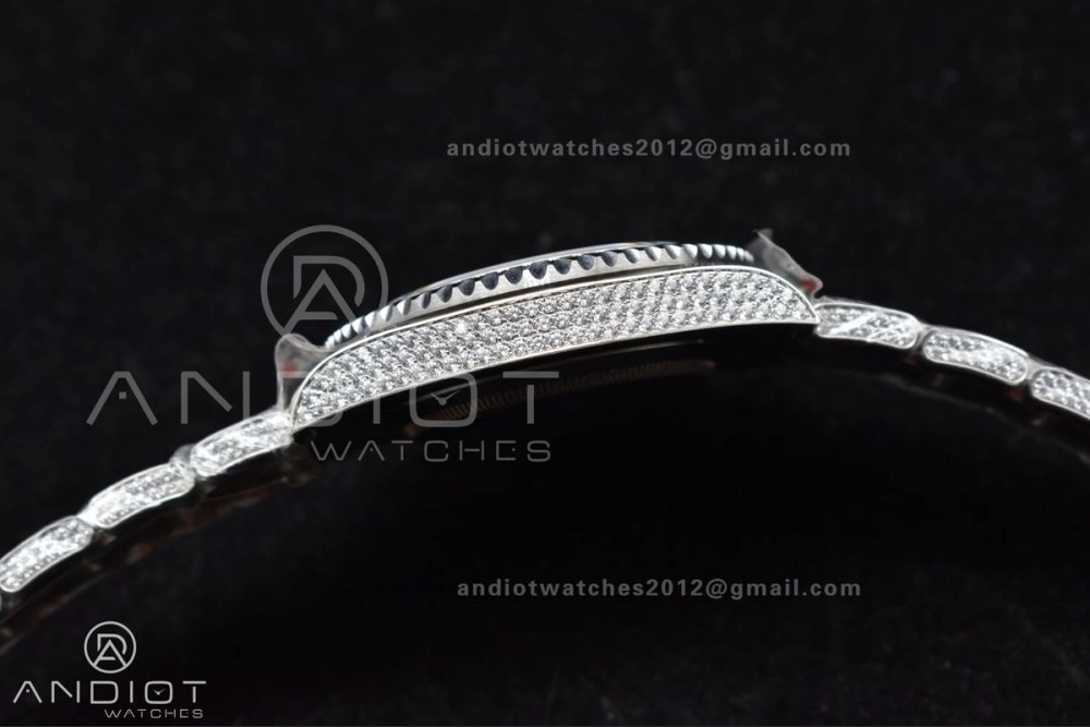 GMT 40mm Full Diamonds SS AMGF Best Edition Diamond Dial On Bracelet On VR Stretchable 849