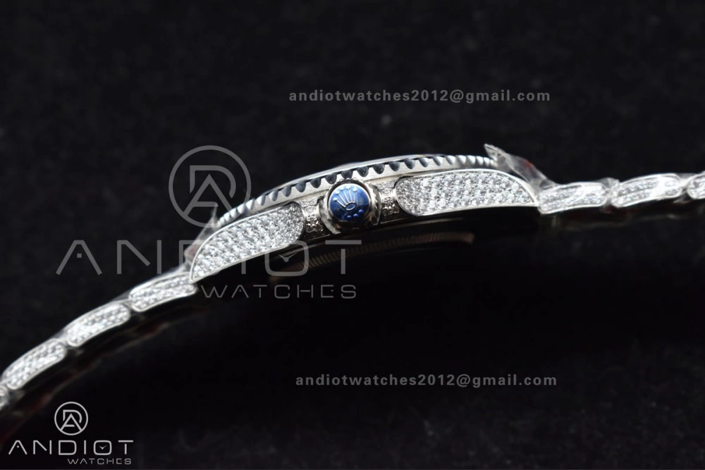 GMT 40mm Full Diamonds SS AMGF Best Edition Diamond Dial On Bracelet On VR Stretchable 849
