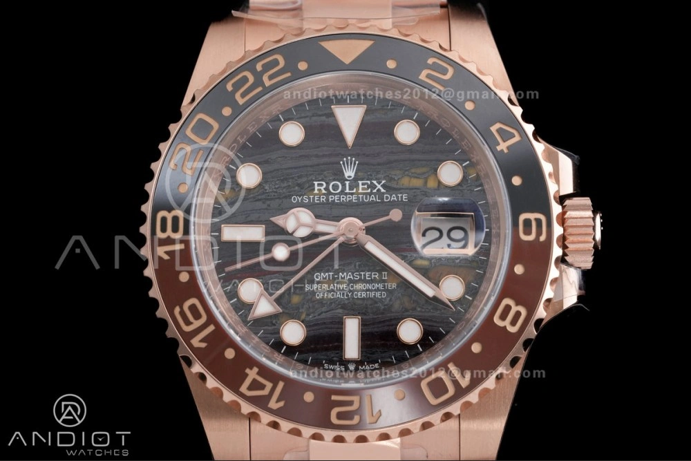 GMT Master II 126715 CHNR ARF Best Edition Tiger Iron Dial on RG Oyster Bracelet Sh BestValue 861