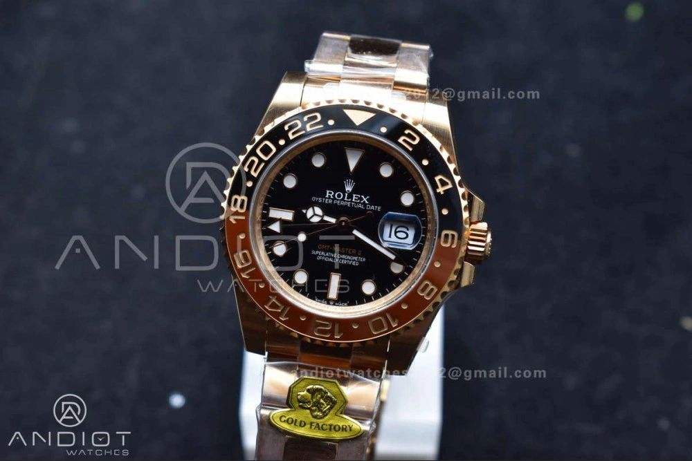GMT Master II 126715 CHNR Gain Weight Gold Factory 1:1 Best Edition Black Dial on RG Bracelet VR3285 CHS OdorResistant 860