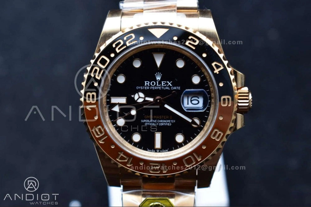 GMT Master II 126715 CHNR Gain Weight Gold Factory 1:1 Best Edition Black Dial on RG Bracelet VR3285 CHS OdorResistant 860