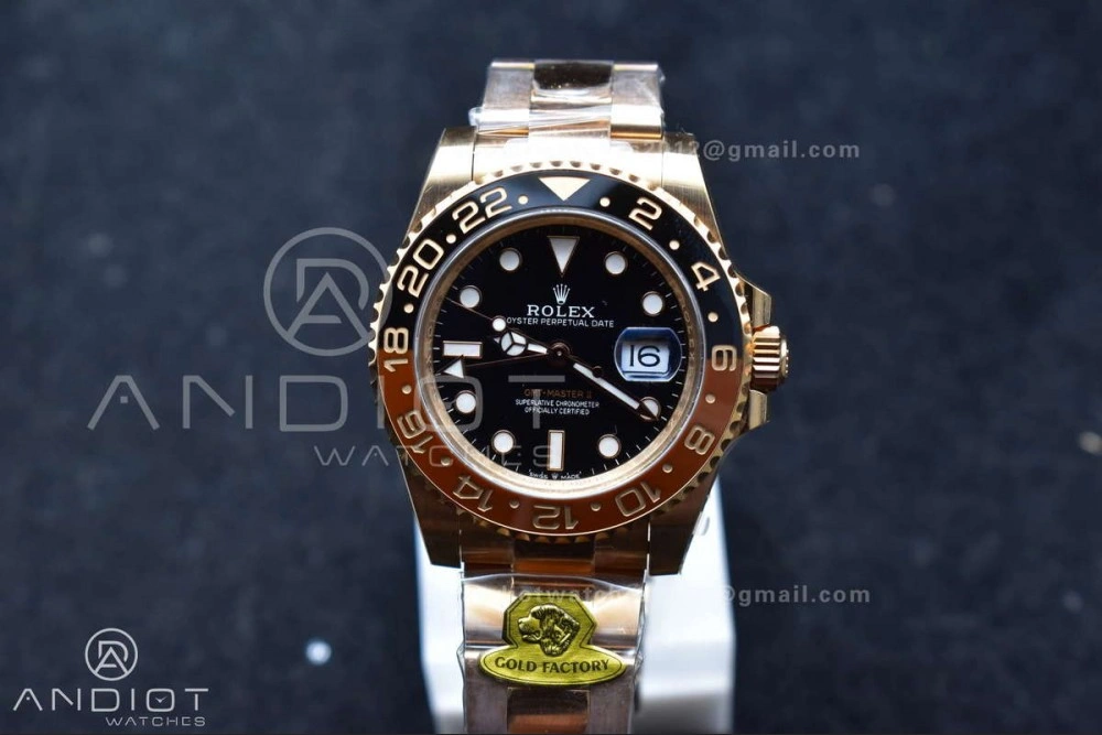 GMT Master II 126715 CHNR Gain Weight Gold Factory 1:1 Best Edition Black Dial on RG Bracelet VR3285 CHS OdorResistant 860