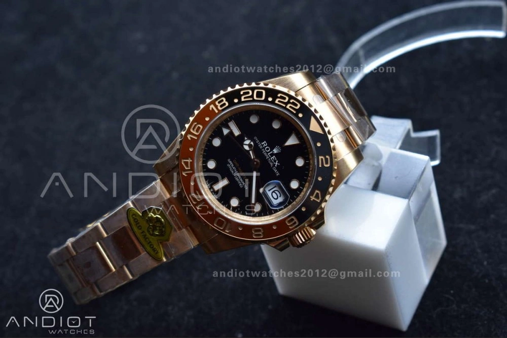 GMT Master II 126715 CHNR Gain Weight Gold Factory 1:1 Best Edition Black Dial on RG Bracelet VR3285 CHS OdorResistant 860