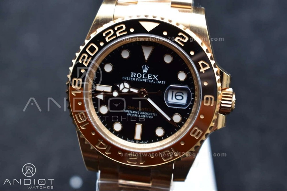 GMT Master II 126715 CHNR Gain Weight Gold Factory 1:1 Best Edition Black Dial on RG Bracelet VR3285 CHS OdorResistant 860