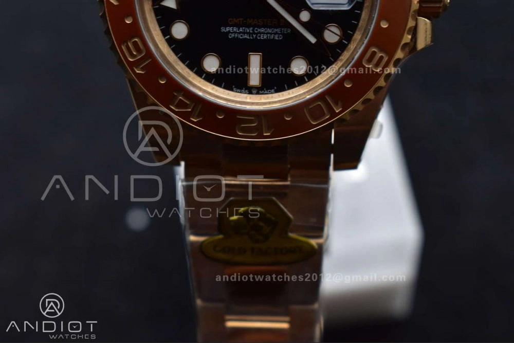 GMT Master II 126715 CHNR Gain Weight Gold Factory 1:1 Best Edition Black Dial on RG Bracelet VR3285 CHS OdorResistant 860