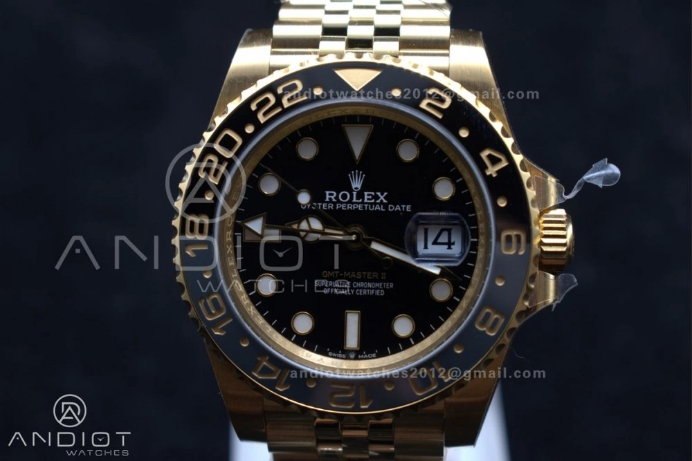 Bright GMT Master II 126718 GRNR Clean 1:1 Best Edition Black Dial on YG Jubilee Bracelet DD3285 CHS 928