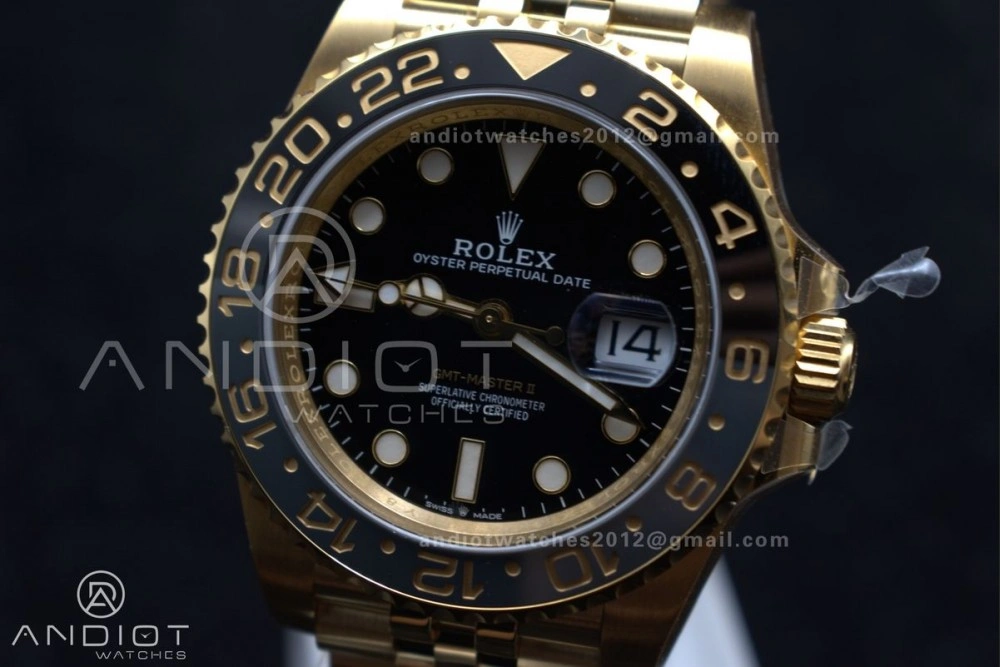 Bright GMT Master II 126718 GRNR Clean 1:1 Best Edition Black Dial on YG Jubilee Bracelet DD3285 CHS 928