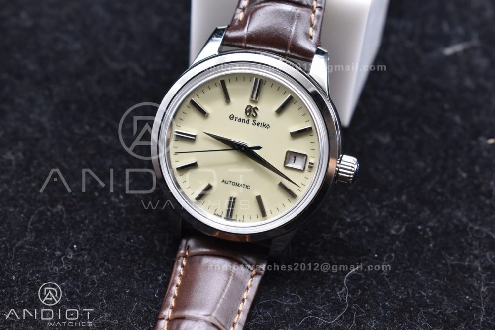 Grand Seiko Elegance Automatic SS GSF 1:1 Best Edition Cream Dial on Brown Leather Strap NH FastDry 263
