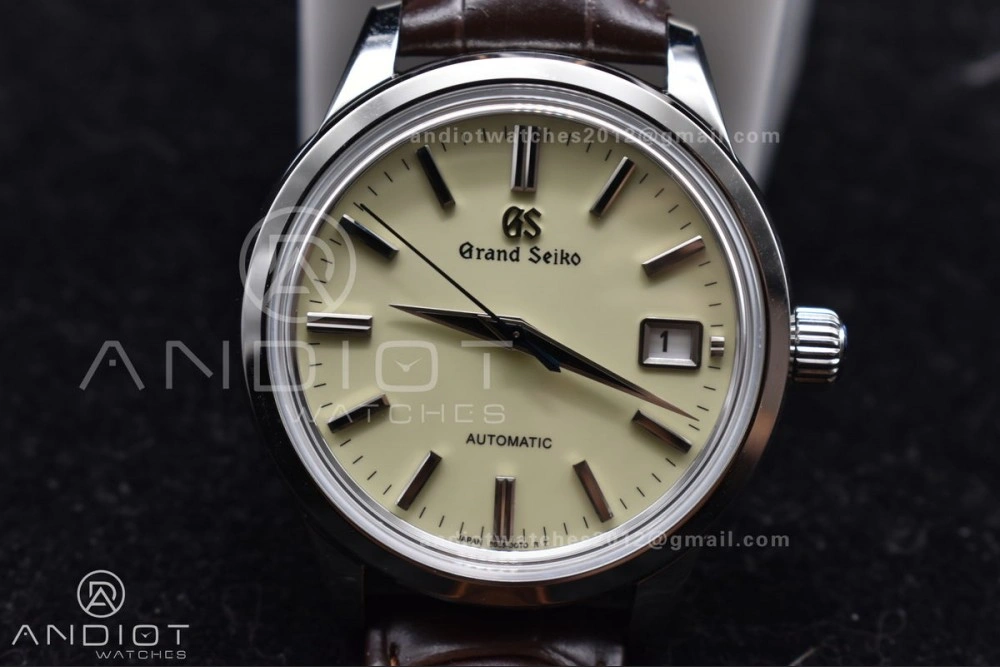 Grand Seiko Elegance Automatic SS GSF 1:1 Best Edition Cream Dial on Brown Leather Strap NH FastDry 263