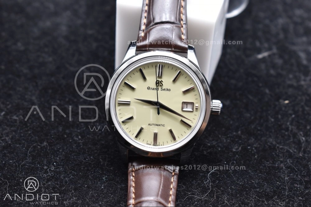 Grand Seiko Elegance Automatic SS GSF 1:1 Best Edition Cream Dial on Brown Leather Strap NH FastDry 263