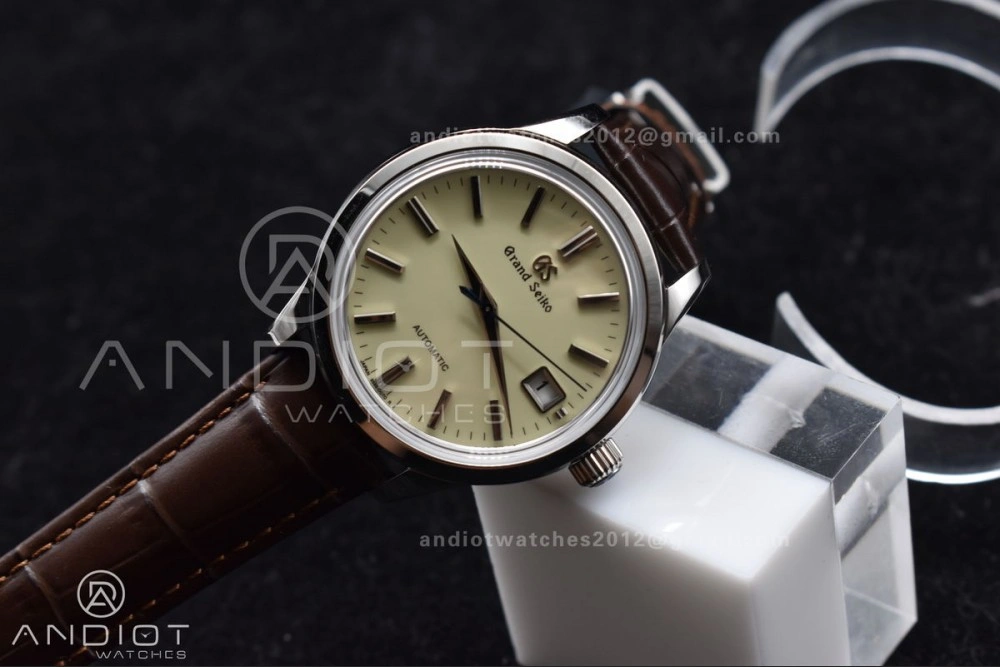 Grand Seiko Elegance Automatic SS GSF 1:1 Best Edition Cream Dial on Brown Leather Strap NH FastDry 263