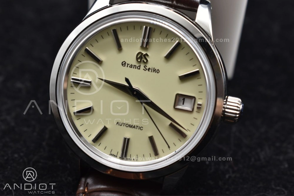 Grand Seiko Elegance Automatic SS GSF 1:1 Best Edition Cream Dial on Brown Leather Strap NH FastDry 263