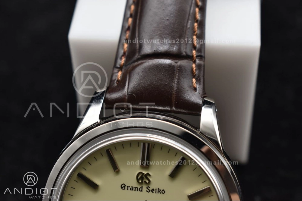 Grand Seiko Elegance Automatic SS GSF 1:1 Best Edition Cream Dial on Brown Leather Strap NH FastDry 263