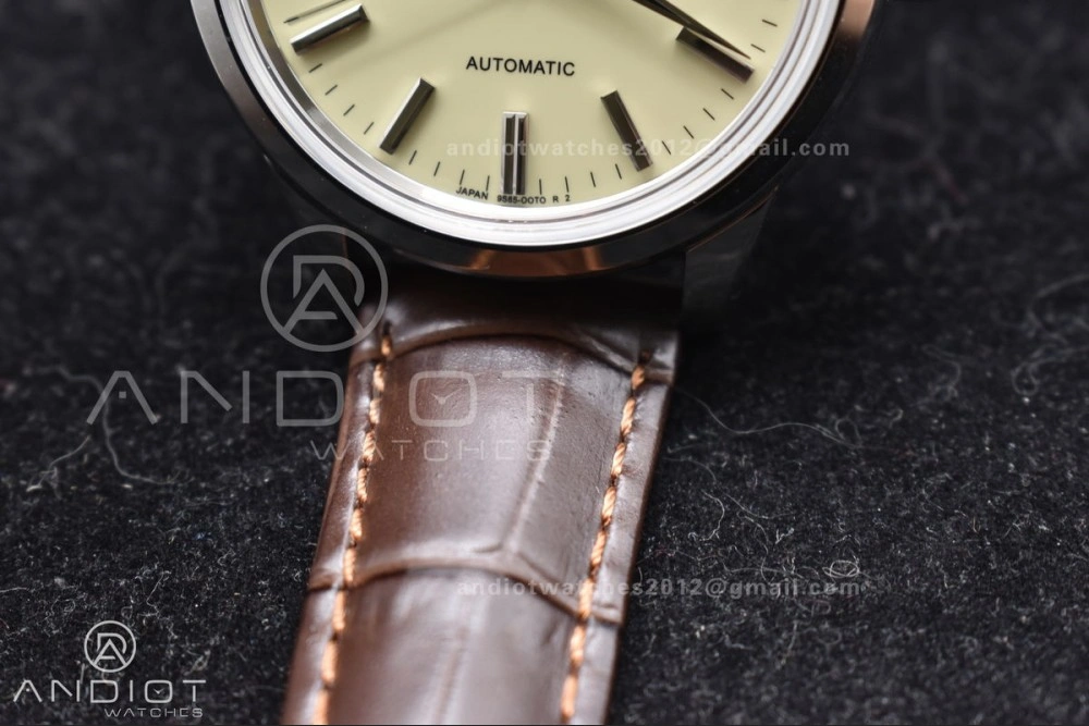 Grand Seiko Elegance Automatic SS GSF 1:1 Best Edition Cream Dial on Brown Leather Strap NH FastDry 263
