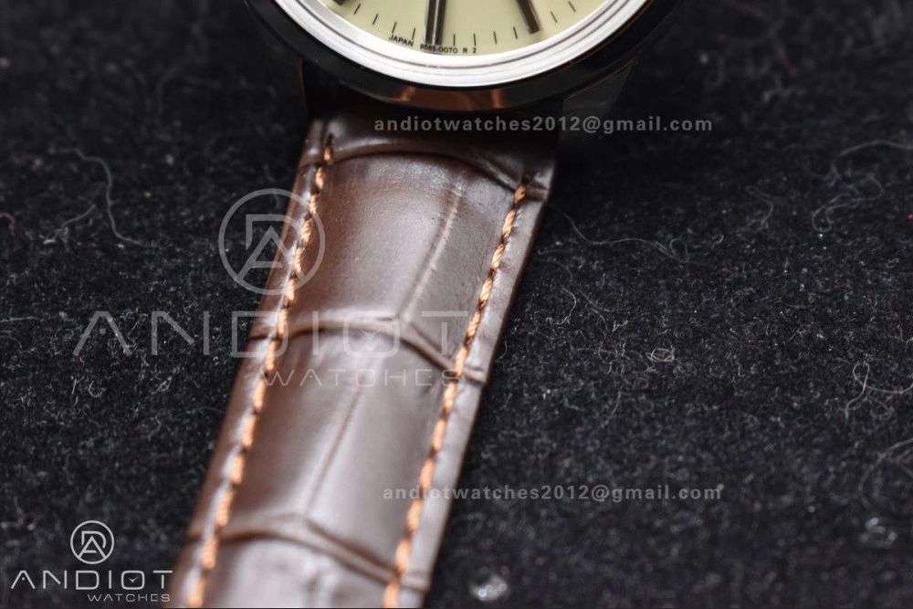 Grand Seiko Elegance Automatic SS GSF 1:1 Best Edition Cream Dial on Brown Leather Strap NH FastDry 263