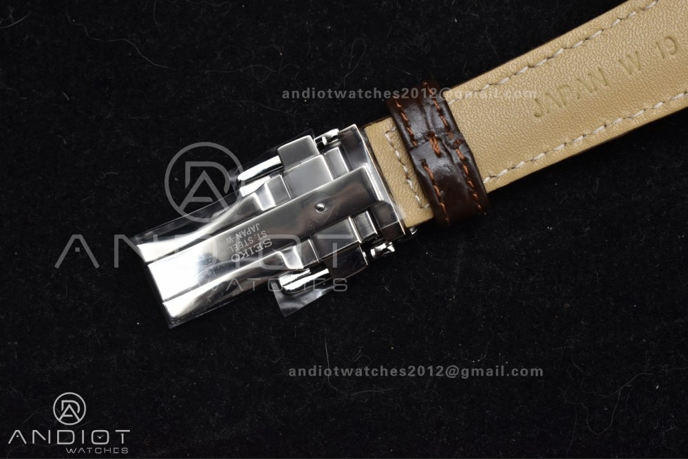 Grand Seiko Elegance GMT SS GSF 1:1 Best Edition Sky blue Dial on Brown Leather Strap NH Neat 264