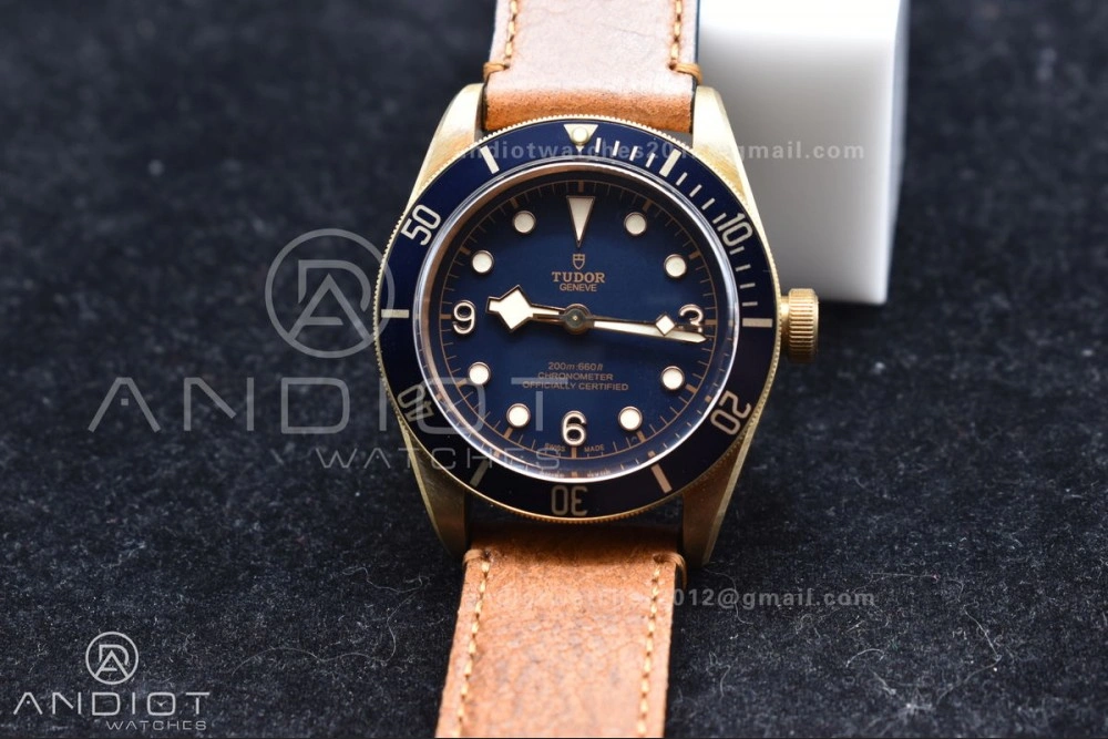 GoodFit Heritage Black Bay Bronze Blue XF 1:1 Best Edition on Aged Brown Leather Strap A2824 V3 (Free Nato Strap) 1272