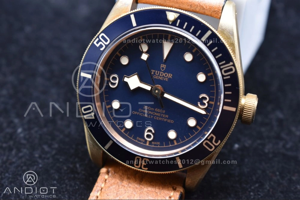 GoodFit Heritage Black Bay Bronze Blue XF 1:1 Best Edition on Aged Brown Leather Strap A2824 V3 (Free Nato Strap) 1272