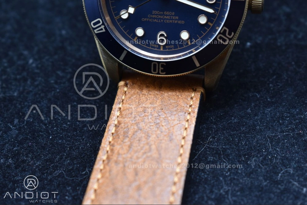 GoodFit Heritage Black Bay Bronze Blue XF 1:1 Best Edition on Aged Brown Leather Strap A2824 V3 (Free Nato Strap) 1272