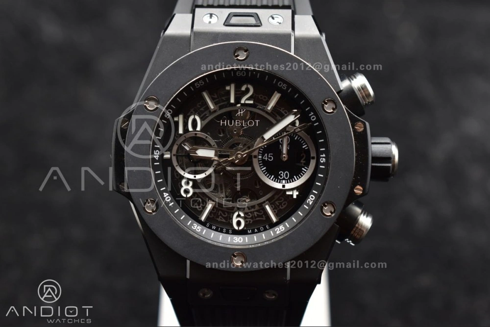 Hublot Big Bang Unico Full Black ZF 1:1 Best Edition Skeleton Dial on Black Rubber Strap A TechFriendly 276