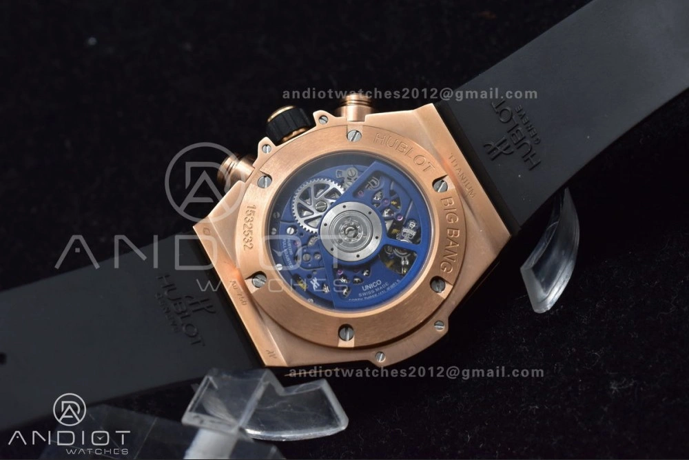 RelaxedFit Hublot Big Bang Unico RG ZF 1:1 Best Edition Blue Skeleton Dial on Blue Rubber Strap A 894