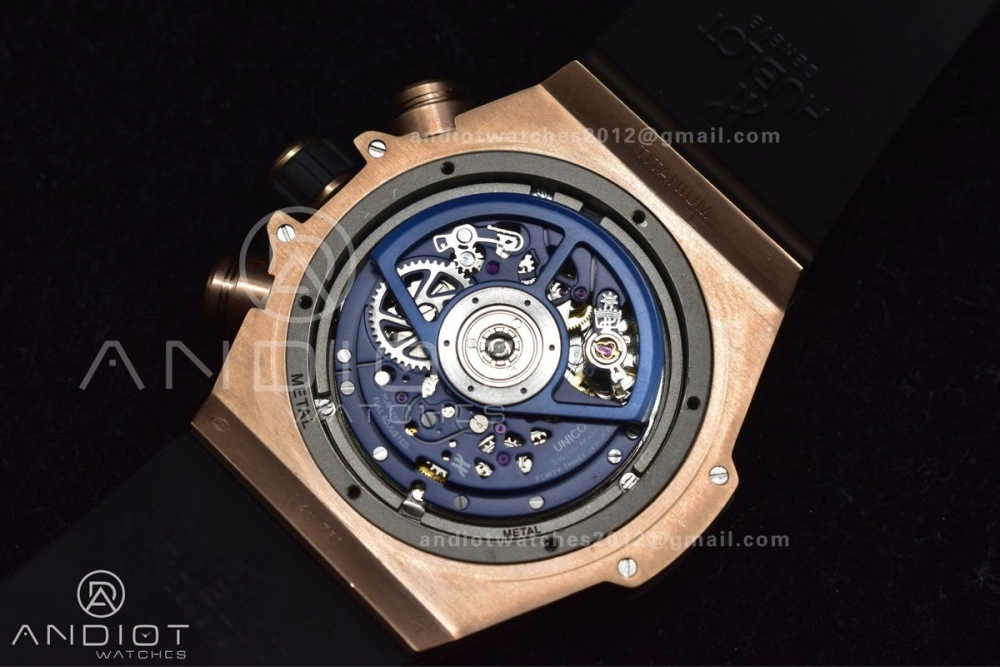 RelaxedFit Hublot Big Bang Unico RG ZF 1:1 Best Edition Blue Skeleton Dial on Blue Rubber Strap A 894