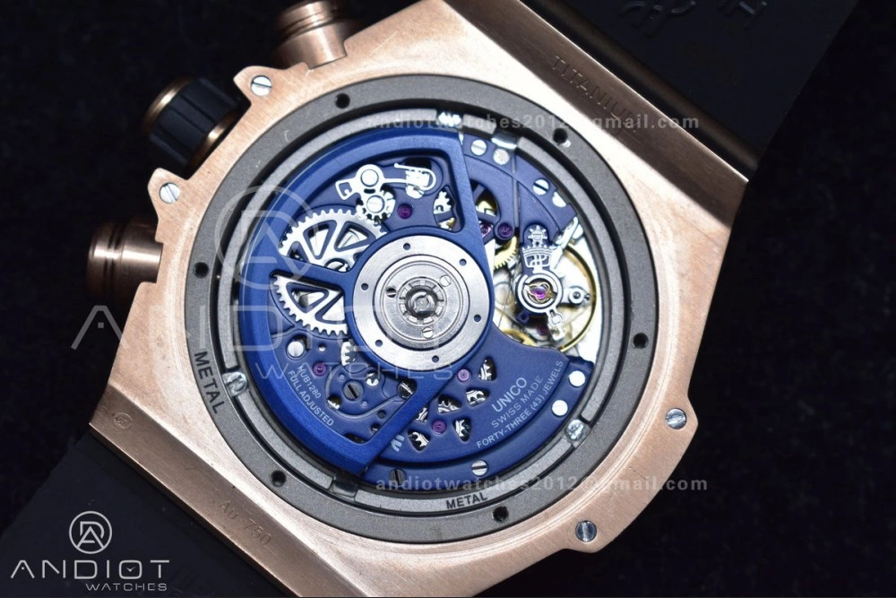 RelaxedFit Hublot Big Bang Unico RG ZF 1:1 Best Edition Blue Skeleton Dial on Blue Rubber Strap A 894