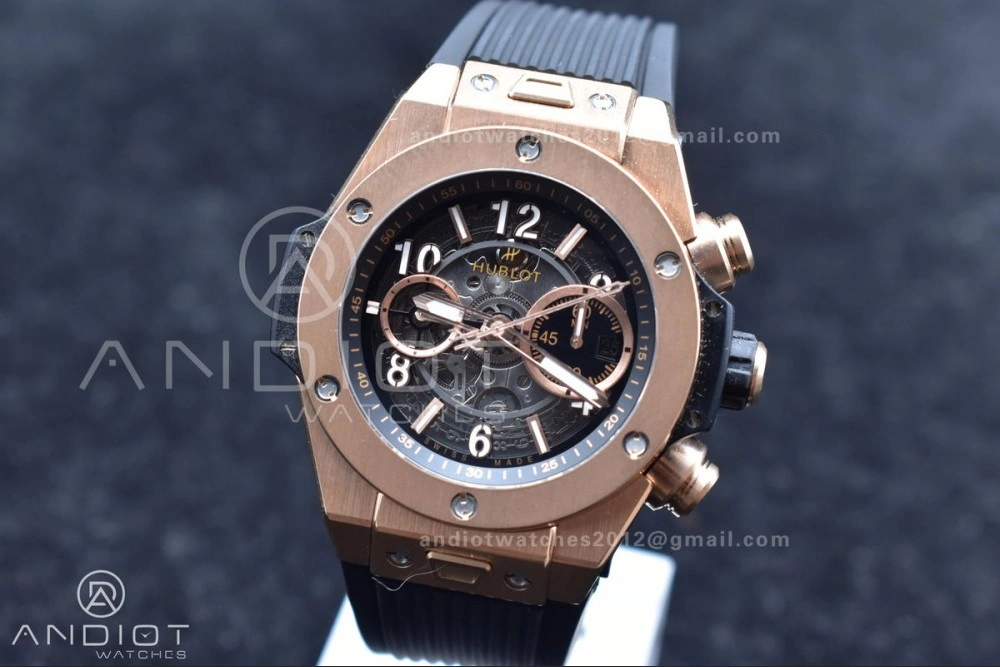 SmartChoice Hublot Big Bang Unico RG ZF 1:1 Best Edition Skeleton Dial on Black Rubber Strap A 904