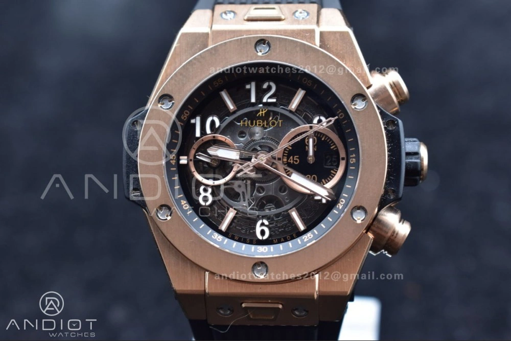 SmartChoice Hublot Big Bang Unico RG ZF 1:1 Best Edition Skeleton Dial on Black Rubber Strap A 904